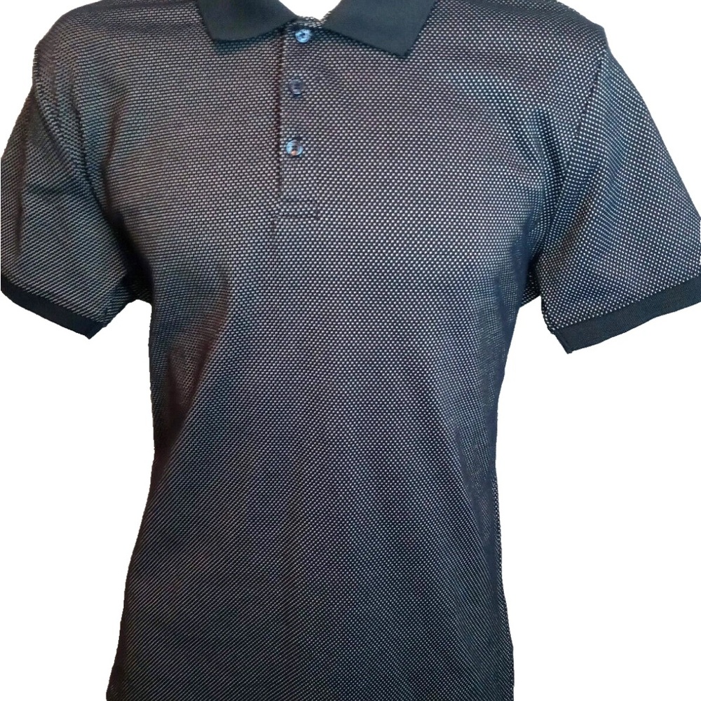 Denim & Flower Ricky Singh Black & White Knit Polo Shirt